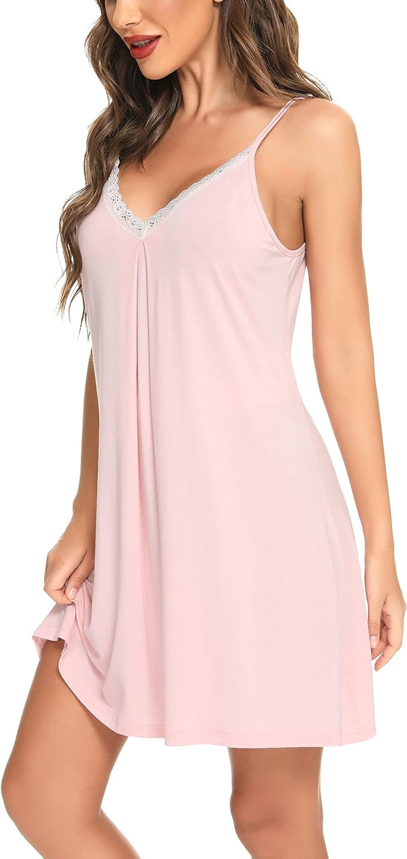 Womens Chemise Sleepwear Full Slips Sexy Lace Nightgown Soft Jersey Lingerie